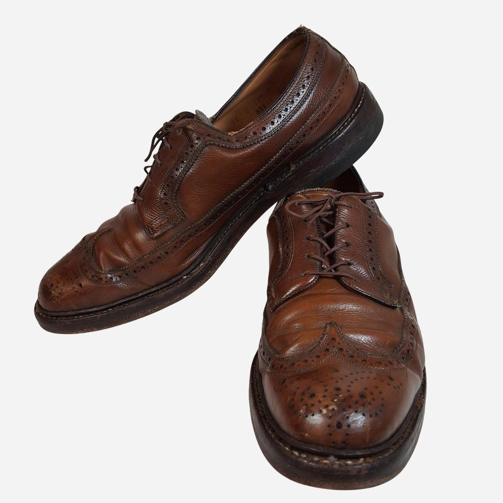 Florsheim Imperial Mens Brown Leather Longwing Wingtip Brogue Dress Shoes 11C